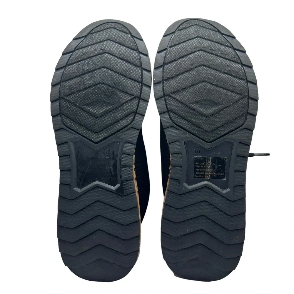 True Craft Flyknit Black/Tan Leopard Print Jogger Sneaker Size 10 - Picture 5 of 10